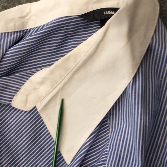 👍$5/Bundle H&M Women Contrasting Collar & Cuffs Button Blouse Sz 10 100% Cotton - Picture 5 of 10